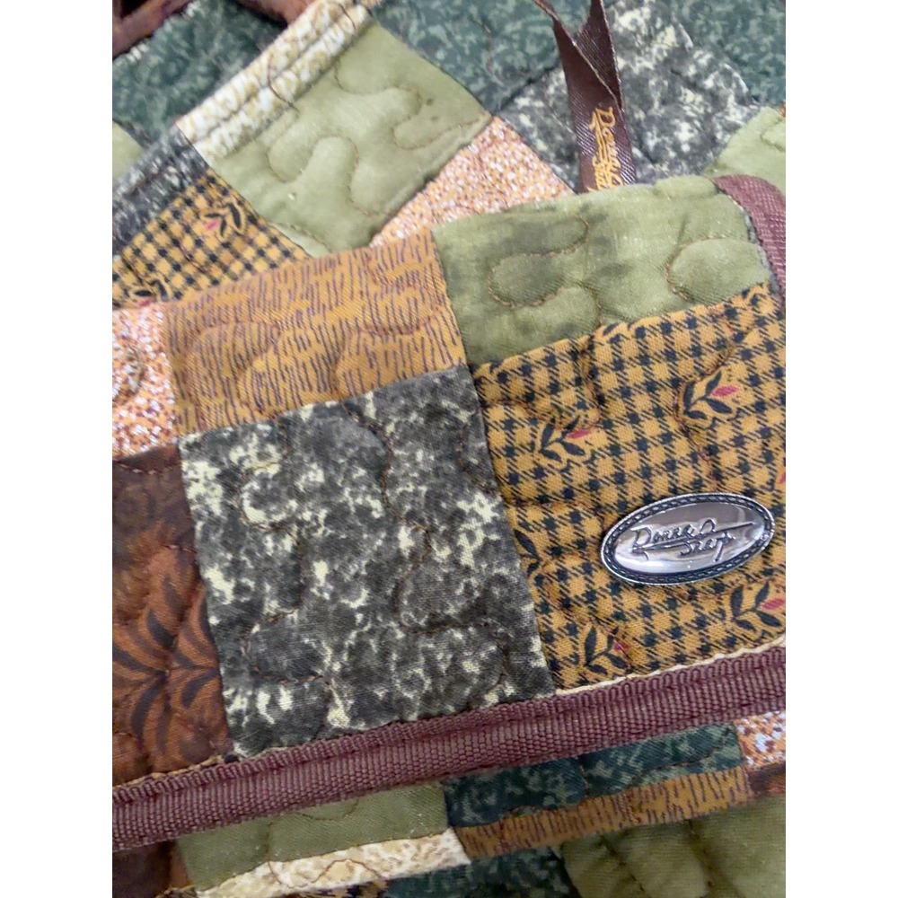 Donna Sharp Quilted PatchworkHandbag& wallet EarthToneGreenBrownTote with Pouch